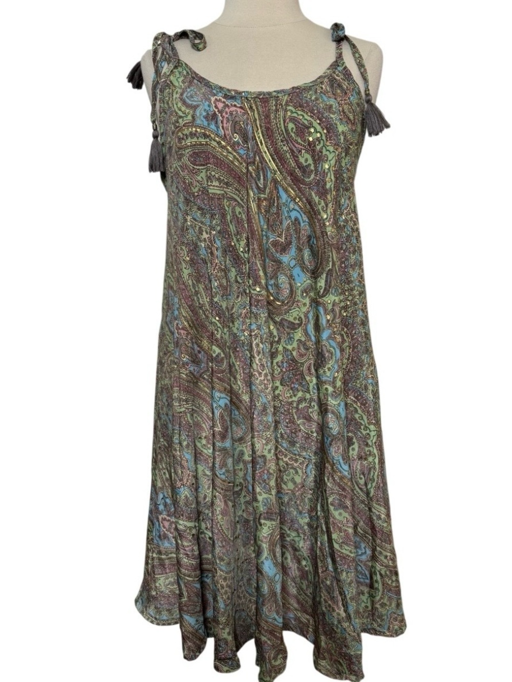 KARMA HIGHWAY Size ONE SIZE Multicolor Paisley Tie Strap dress